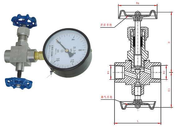  J19W壓力表三通閥結(jié)構(gòu)圖