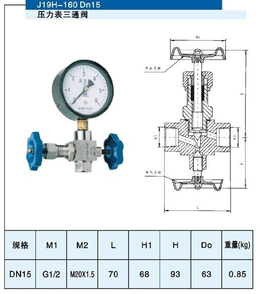  J19H壓力表針型閥結(jié)構(gòu)圖