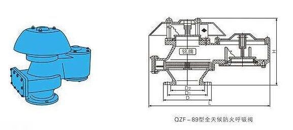  QZF-89型全天候防火防爆呼吸閥結(jié)構(gòu)圖