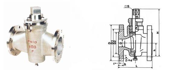 二通法蘭不銹鋼旋塞閥結(jié)構(gòu)圖