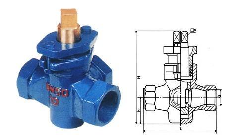 三通銅芯內(nèi)螺紋旋塞閥X14T結(jié)構(gòu)圖