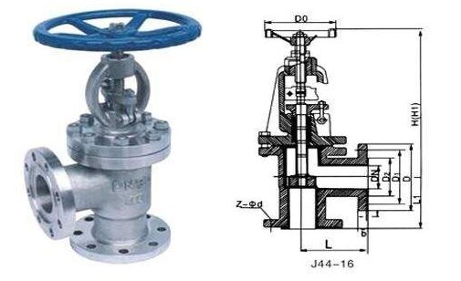法蘭角式截止閥結(jié)構(gòu)圖