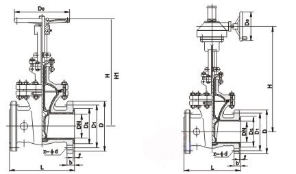 Z41F46、Z641F46、Z941F46耐腐蝕襯氟閘閥結(jié)構(gòu)圖