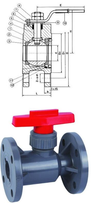UPVC塑料球閥結(jié)構(gòu)圖