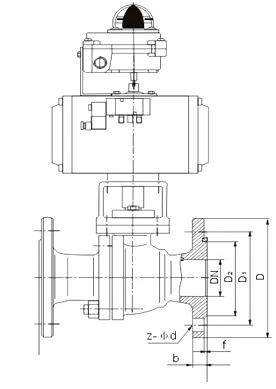 氣動開關球閥結構圖