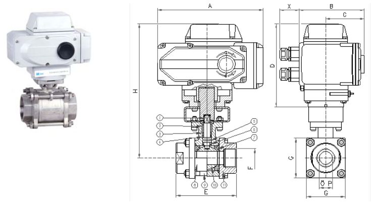 Q911N電動(dòng)高壓絲口球閥結(jié)構(gòu)圖