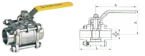 三片式對焊球閥結(jié)構(gòu)圖