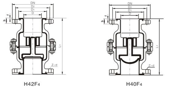 H40F浮球式止回閥結(jié)構(gòu)圖