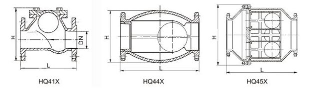 HQ41X無(wú)磨損球形止回閥結(jié)構(gòu)圖