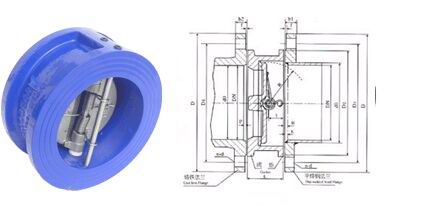 H77X對(duì)夾式雙瓣止回閥結(jié)構(gòu)圖