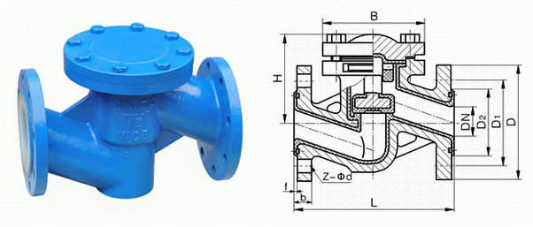 H41F46襯氟止回閥結構圖
