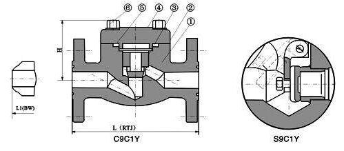 鍛鋼法蘭止回閥H41H結構圖