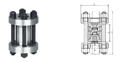 對(duì)夾式高壓止回閥H72H結(jié)構(gòu)圖