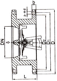 雙瓣旋啟式止回閥H46F結(jié)構(gòu)圖
