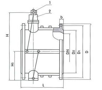 HDH49X微阻緩閉蝶式止回閥結(jié)構(gòu)圖