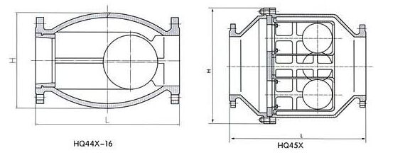 HQ44X,HQ45X球型止回閥結(jié)構(gòu)圖