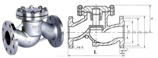 H41W升降式止回閥結(jié)構(gòu)圖
