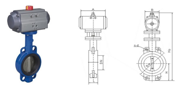 D671X氣動軟密封蝶閥連接尺寸