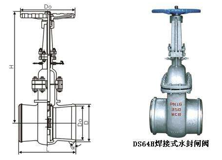 DS~Z64H型鑄鋼水封閘閥結(jié)構(gòu)圖