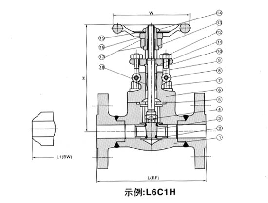 L41H 節(jié)流閥主要連接尺寸和外形尺寸