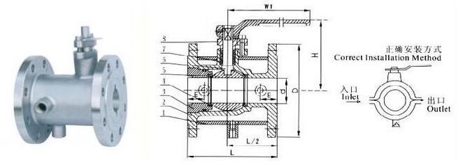 V型保溫法蘭球閥結(jié)構(gòu)圖
